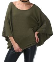 Sweat-shirt femme ROCKUPY en coton à manches courtes et mancherons 330635 Kaki