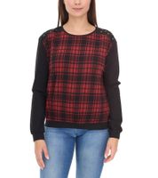 ROCKUPY Women's Sweatshirt, Lightweight Cotton Pullover, Glen Check Design, 317282, Black/Red ROCKUPY Women's Sweatshirt, Lightweight Cotton Pullover, Glen Check Design, 317282, Black/Red