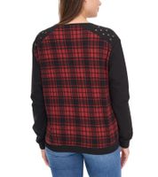 ROCKUPY Women's Sweatshirt, Lightweight Cotton Pullover, Glen Check Design, 317282, Black/Red ROCKUPY Women's Sweatshirt, Lightweight Cotton Pullover, Glen Check Design, 317282, Black/Red