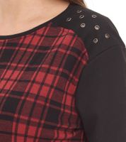 ROCKUPY Women's Sweatshirt, Lightweight Cotton Pullover, Glen Check Design, 317282, Black/Red ROCKUPY Women's Sweatshirt, Lightweight Cotton Pullover, Glen Check Design, 317282, Black/Red