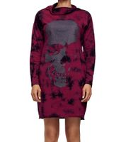 ROCKUPY Women's Sweatshirt Dress with Skull Print, Pullover Dress, Long-Sleeved Dress W-393822 Bordeaux/Black ROCKUPY Women's Sweatshirt Dress with Skull Print, Pullover Dress, Long-Sleeved Dress W-393822 Bordeaux/Black