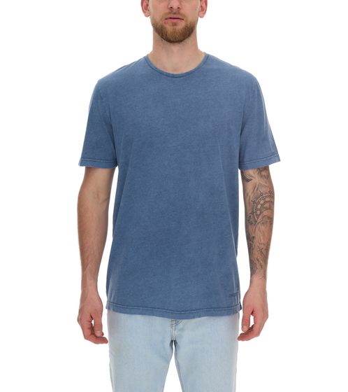 ROCKUPY Herren T-Shirt modisches Rundhals-Shirt mit Stitching Kurzarm-Shirt RPM20-040501 512 Blau