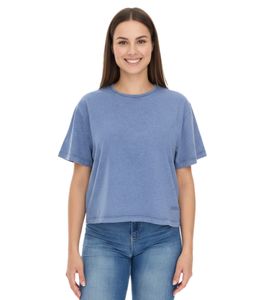 T-shirt femme ROCKUPY, col rond tendance avec surpiqûres, manches courtes, RPW20-040501 512 Bleu