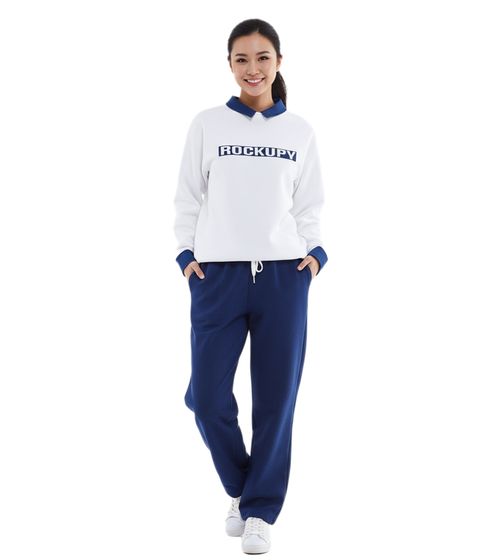 ROCKUPY Damen Sweatshirt Baumwoll-Shirt Winter-Sweater mit Logo-Stickerei RPW20_040302 001 Weiß