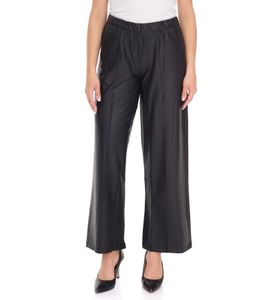 ROCKUPY Women's Faux Leather Palazzo Pants, Simple Marlene Style, Casual Pants PRW20-040703 802 Black