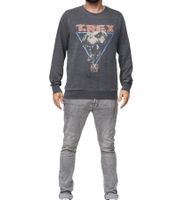 RE:COVERED X Jurassic Park Pull ras du cou pour homme avec imprimé vintage T-Rex 1993 ou Raptors on Tour 1993 Sweat-shirt à manches longues MMUNV1960 Gris foncé