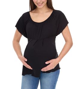 neun 9 Monate Damen schlichtes Schwangerschafts-T-Shirt Umstands-Mode 540202 Schwarz