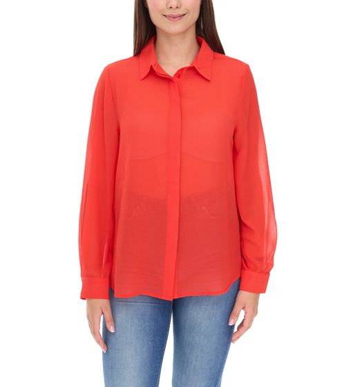 Aniston Damen Sommer-Bluse stylische Chiffon-Bluse Langarm-Shirt 14124228 Rot