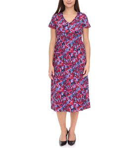 Aniston Casuals - Abito estivo da donna, midi, con abbottonatura, abito da festa 66771161, viola/blu/rosso