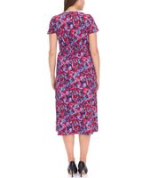 Aniston Casuals - Abito estivo da donna, midi, con abbottonatura, abito da festa 66771161, viola/blu/rosso