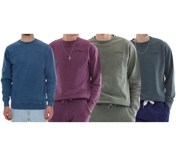 ROCKUPY Herren Sweatshirt Baumwoll-Pullover mit Logo-Stickerei Rundhals-Pulli UNI-40020 Dunkelblau, Lila, Dunkelgrün oder Grün