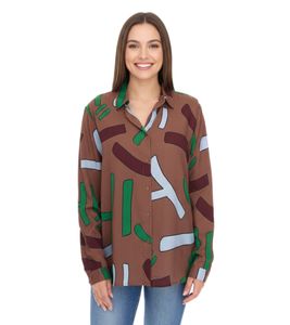 Aniston CASUAL Women's Blouse, Stylish Shirt Blouse with Kent Collar, Summer Blouse, 90141018 Brown