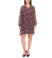 Aniston CASUAL Damen Kleid mit Allover-Blumen-Print Langarm-Kleid 24704960 Lila/Gelb/Grün