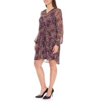 Aniston CASUAL Damen Kleid mit Allover-Blumen-Print Langarm-Kleid 24704960 Lila/Gelb/Grün