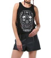 ROCKUPY Women's Tank Top with Skull Print or Women's Skull Print Cotton Summer Shirt Black/White