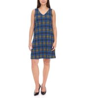 Aniston CASUAL Damen Kleid kariertes Sommer-Kleid ärmellos 13189530 Blau/Gelb