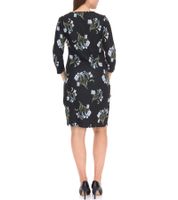 Robe d'été Aniston CASUAL en tricot pour femme, imprimé floral, manches 3/4, 62941323, noir