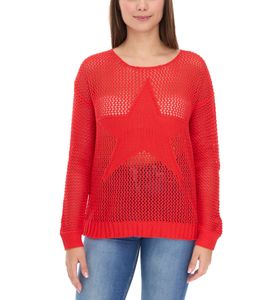 Maglione da donna Aniston CASUAL lavorato a maglia con motivo traforato, maglione alla moda per tutti i giorni 54941968 Rosso