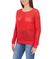 Maglione da donna Aniston CASUAL lavorato a maglia con motivo traforato, maglione alla moda per tutti i giorni 54941968 Rosso