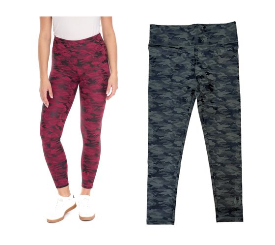 ROCKUPY Damen Leggings modische Fitness-Hose im Camouflage-Look Workout-Hose 393230 Lila oder Grün