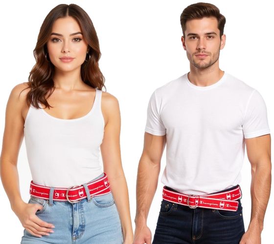 Champion Gürtel für Damen und Herren mit Marken-Logo Alltags-Gürtel 150cm CH3004BFFN1-105 Schwarz/Weiß