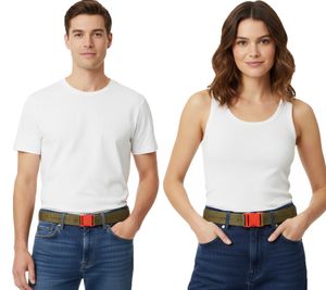 Cintura Champion da uomo e da donna, con fibbia, moderna cintura da tutti i giorni con logo del marchio, 123 cm CM3-0805-340, verde oliva