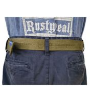 Cinturón Champion para hombre y mujer, cinturón con hebilla, moderno cinturón para uso diario con logotipo de la marca, 123 cm CM3-0805-340, verde oliva