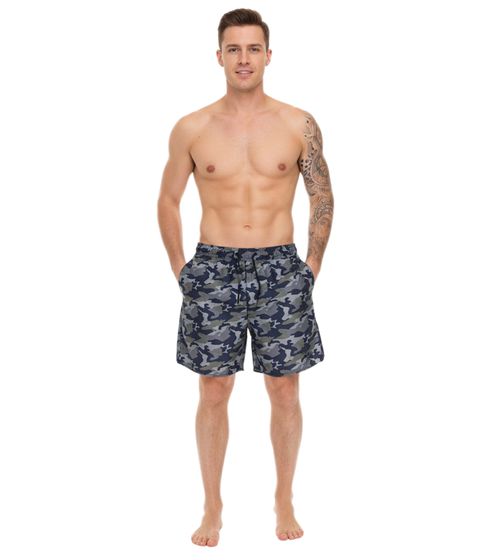 Pierre Cardin Herren Camouflage Schwimm-Hose Badehose Schwimm-Shorts LA203937 Blau/Khaki-Grün
