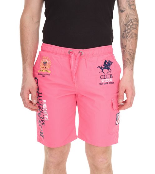 GEOGRAPHICAL NORWAY Herren Schwimm-Hose mit Print und Farbakzenten Badehose stylische Schwimm-Shorts 001 Rosa