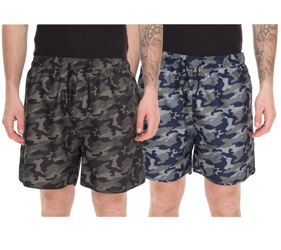 Pierre Cardin Herren Camouflage Schwimm-Hose Badehose Schwimm-Shorts LA203937 Blau/Khaki-Grün oder Khaki/Grün