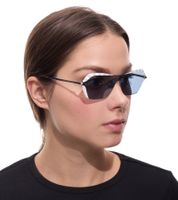 Occhiali da sole da donna adidas, occhiali da spiaggia con lenti rettangolari, senza montatura, con logo del marchio, filtro categoria 2, occhiali da vacanza EW3511 bianco/blu/argento