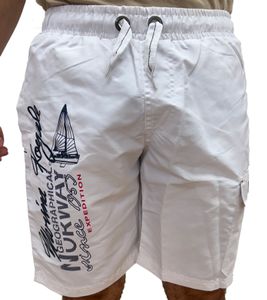 GEOGRAPHICAL NORWAY Pantaloncini da bagno da uomo Quara con stampa e dettagli colorati, eleganti pantaloncini da bagno 001 Bianco