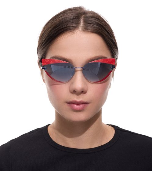 Adidas Women's Sunglasses with Blue Lenses and Red Temples, UVA & UVB Protection, Leisure Glasses EW3517 Red