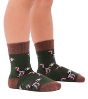 1 paires de chaussettes enfant en coton Moustard avec imprimé all-over autruche chaussettes stopper à motifs chaussettes bébé 20S-OSTR-012 marron/vert/rose