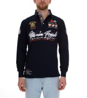 Polo boutonné à manches longues en coton pour homme de Geographical Norway Kipawa SN500H, bleu foncé Polo boutonné à manches longues en coton pour homme de Geographical Norway Kipawa SN500H, bleu foncé