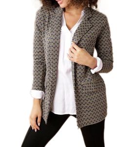 Aniston SELECTED Women's Everyday Blazer with All-Over Honeycomb Print, Business Jacket, Suit Jacket, 66756231, Brown/Blue/Black Aniston SELECTED Women's Everyday Blazer with All-Over Honeycomb Print, Business Jacket, Suit Jacket, 66756231, Brown/Blue/Black