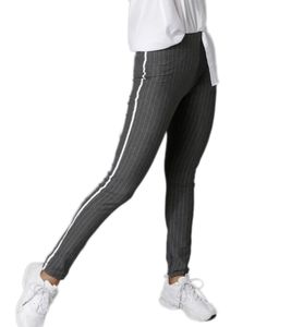Pantaloni da lavoro a vita alta da donna Aniston CASUAL, pantaloni da ufficio a righe, pantaloni da tutti i giorni skinny, 68695405, grigio/bianco