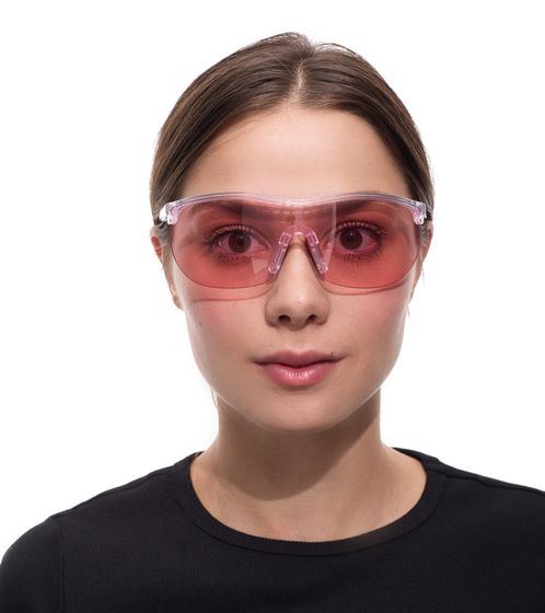 adidas sport Women's Sunglasses Cycling Glasses with Pink Lenses UVA & UVB Protection Filter Category 1 Holiday Glasses SP0003 0027S Transparent