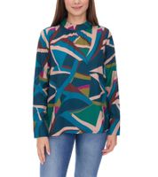 Aniston SELECTED Blusa estiva da donna con motivo geometrico, camicia a maniche lunghe 78596706 Blu/Viola/Marrone