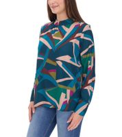 Aniston SELECTED Blusa estiva da donna con motivo geometrico, camicia a maniche lunghe 78596706 Blu/Viola/Marrone