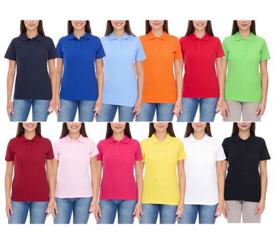 ELEVATE Helios Women's Polo Shirt, Cotton Pique Knit Polo Shirt, 180 g/m², 38107, in White, Red, Blue, Yellow, Pink, Orange, Green, or Black