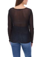 Aniston CASUAL Maglia a maniche lunghe da donna trasparente con scollo a V, maglia estiva da tutti i giorni 90880825 Nero