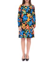 Aniston CASUAL Abito estivo da donna con stampa floreale, mini abito a maniche lunghe, 81651920, nero/giallo/blu