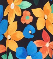 Aniston CASUAL Abito estivo da donna con stampa floreale, mini abito a maniche lunghe, 81651920, nero/giallo/blu