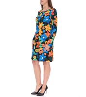 Aniston CASUAL Abito estivo da donna con stampa floreale, mini abito a maniche lunghe, 81651920, nero/giallo/blu