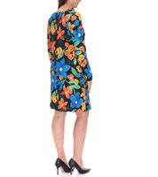 Aniston CASUAL Abito estivo da donna con stampa floreale, mini abito a maniche lunghe, 81651920, nero/giallo/blu