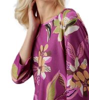 Aniston CASUAL Abito estivo da donna con stampa di fiori e foglie, mini abito a maniche lunghe, 75319669, viola/verde/beige