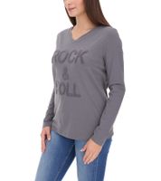 Maglione da donna Aniston SELECTED in cotone a maniche lunghe con scritta ROCK & ROLL, per tutti i giorni, 39352300 Grigio