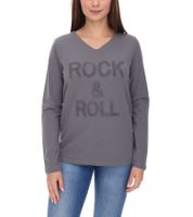 Maglione da donna Aniston SELECTED in cotone a maniche lunghe con scritta ROCK & ROLL, per tutti i giorni, 39352300 Grigio