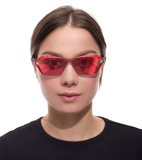 adidas Sonnen-Brille Damen mit roten Gläsern und roten Bügeln UVA & UVB Schutz Freizeit-Brille OR0015 0068U Rot